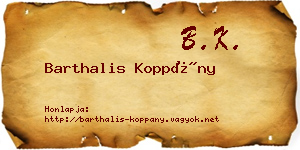 Barthalis Koppány névjegykártya